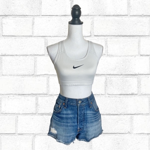 Nike Dri-Fit Classic Swoosh White Athletic Sports Bra Size Medium - Picture 2 of 3